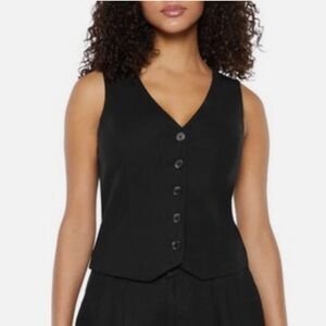 Express Black Sleeveless Button Down Top